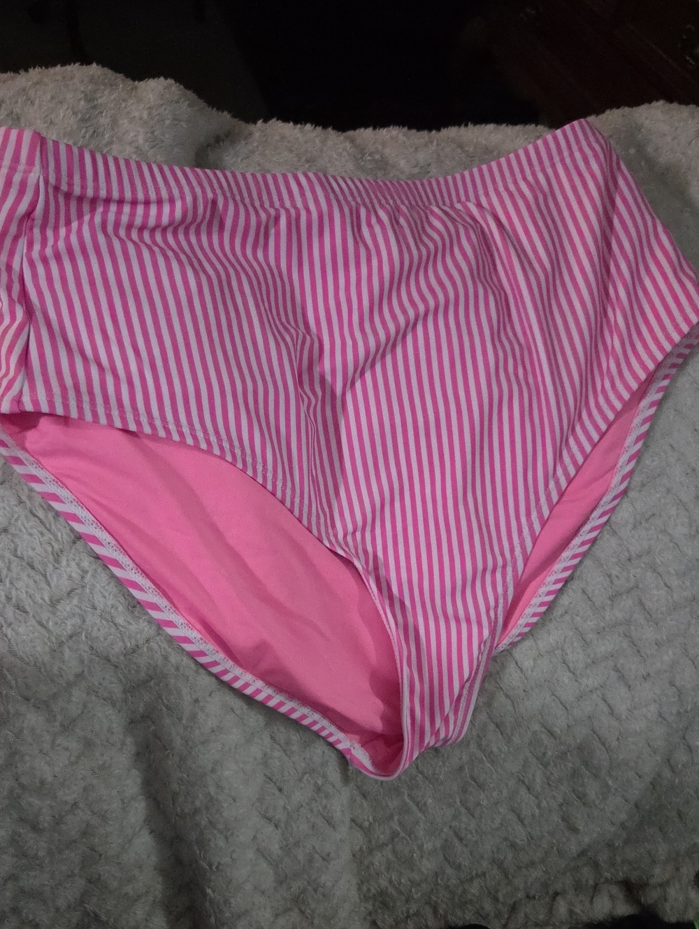 Pink Striped Women’s Swim Bathing Bottoms High-Waist Sz L ✨️5/$30